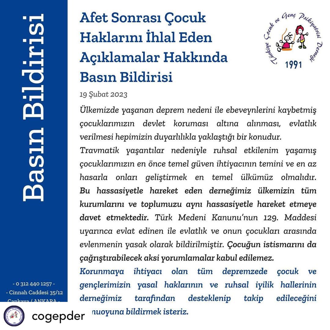 yankiyazgancom's tweet image. Çocuklar, evlat edinme, ‘evlenme’, ruh sağlığı, T.C. Medeni Kanun, çocuk istismarı. Konu hk @cogepderTR bildirisi.
