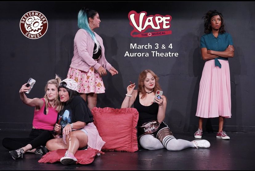 Maria Liatis (@marialiatis) on Twitter photo The rumors are true! #VapetheMusical returns for two shows at <a href="/AuroraTheatre/">Aurora Theatre</a> March 3 & 4! Grab your friends, take some selfies, and head out to the suburbs to watch our officially-declared parody of #Grease! Tix now available! 🎟️
@sukovision 📷
#sketchcomedy #parody #actorlife The rumors are true! #VapetheMusical returns for two shows at <a href="/AuroraTheatre/">Aurora Theatre</a> March 3 & 4! Grab your friends, take some selfies, and head out to the suburbs to watch our officially-declared parody of #Grease! Tix now available! 🎟️
@sukovision 📷
#sketchcomedy #parody #actorlife