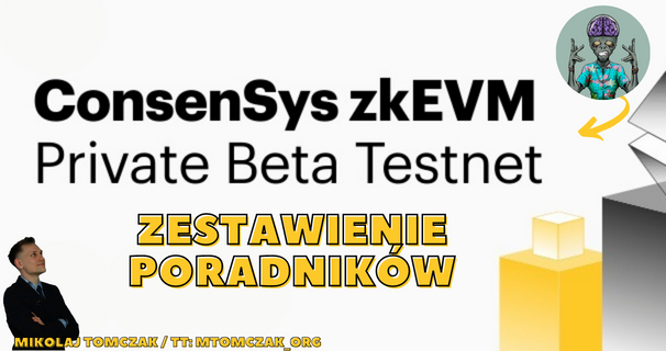MikolajTomczakX's tweet photo. 1/🧵 Wreszcie dostałem maila potwierdzającego możliwość testowania #ConsenSys #zkEVM.

Pomyślałem, że nie ma potrzeby ponownego wynajdywania koła, skoro mamy już wiele wartościowych materiałów.

Zapraszam na zestawienie 3 materiałów od sprawdzonych źródeł! Sam będę korzystał. https://t.co/Wk5WQJWuuC