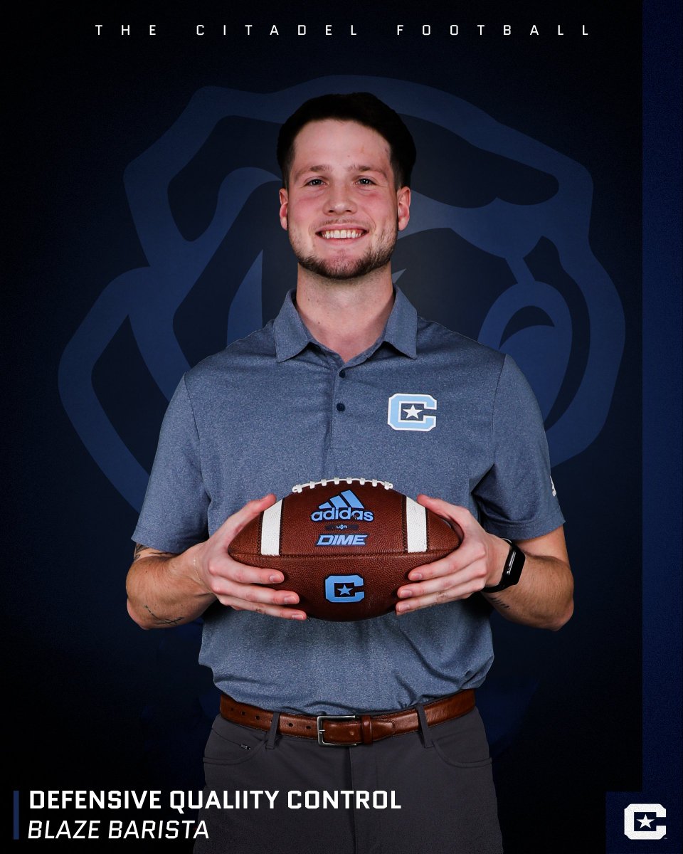 The Citadel Football (@citadelfootball) on Twitter photo 𝓦𝓮𝓵𝓬𝓸𝓶𝓮
Blaze Barista
Defensive Quality Control
📰 bit.ly/41eJLmA
#FireThoseCannons x <a href="/BlazeBarista/">Coach Blaze Barista</a> 𝓦𝓮𝓵𝓬𝓸𝓶𝓮
Blaze Barista
Defensive Quality Control
📰 bit.ly/41eJLmA
#FireThoseCannons x <a href="/BlazeBarista/">Coach Blaze Barista</a>