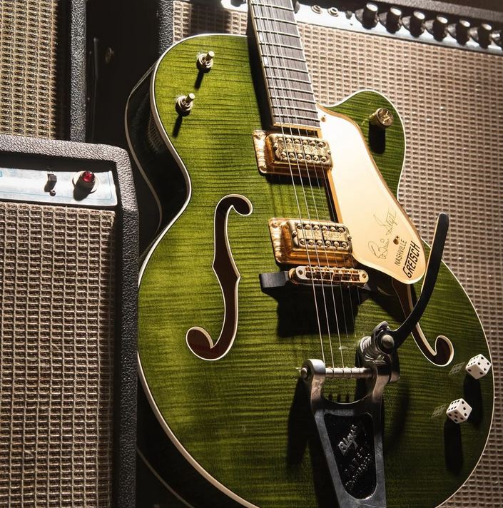 gretsch's tweet image. Here&apos;s a Tuesday treat. #Gretsch #Gretsch140 #BrianSetzer 📷: wholelottaguitar IG