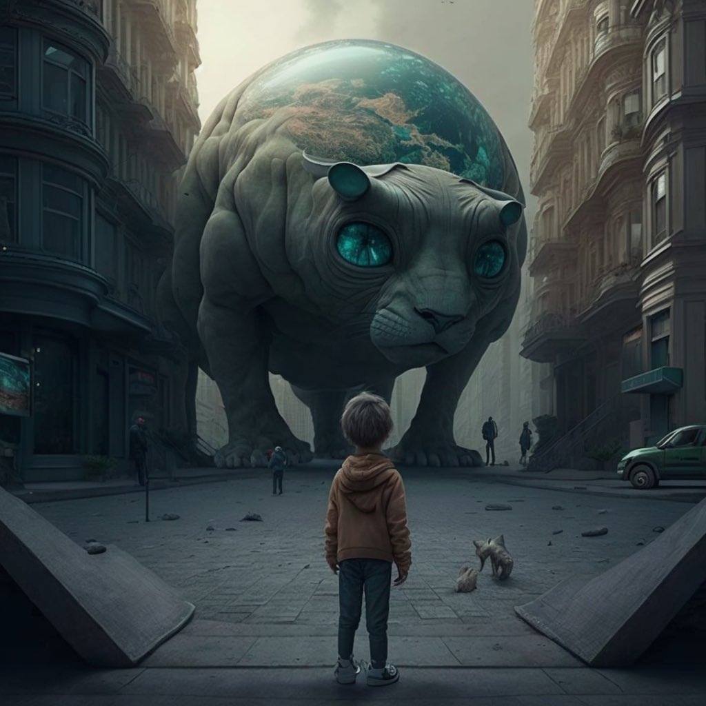 AIart54's tweet photo. I asked AI what the last people of earth would see https://t.co/ZAmrbuYAs8
