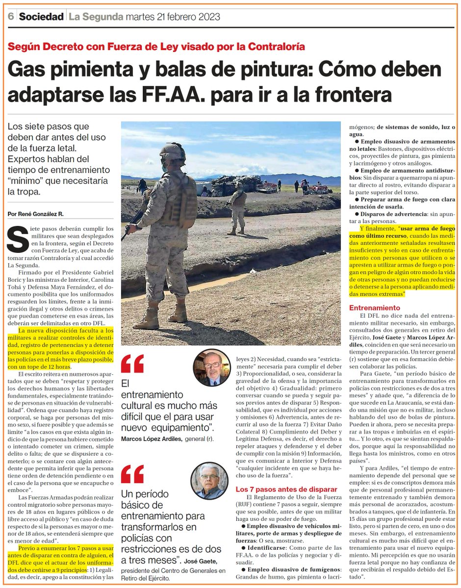sergiou01329861's tweet photo. Disparate mayor.
Gobierno enviará a FF.AA a la frontera a jugar paintball.
Con gas pimienta y balas de pintura protegerán nuestras fronteras.
Una burla de proporciones, es no entender el rol de las FF.AA.
Denigrante y ofensivo.
Las FF.AA no existen para ser guardias de seguridad. https://t.co/jJBrZoUFV8