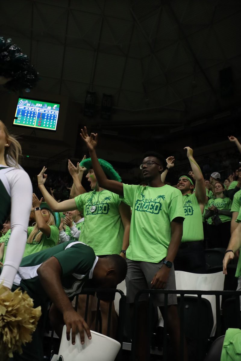 soflorodeo's tweet photo. IT’S ALMOST GAMEDAY!!! @usfwbb plays Tulsa tomorrow (2/22) at 7:00 PM at the YC in their last home game of the season‼️ You aren’t going to want to miss this one 💚 Wear your SoFlo Rodeo shirts👕 Let’s go CRAZY #soflorodeo #ridewiththerodeo https://t.co/djEmxqUUB5