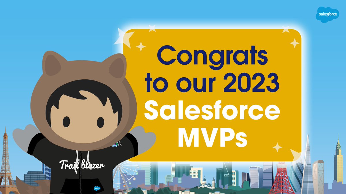 Cue the confetti! 🎉

We're thrilled to officially announce the #SalesforceMVP Class of 2023. 🏆 

👋 Meet the Trailblazers making a lasting impact on our ecosystem through their expertise, leadership, &amp; generosity: sforce.co/3KjSMVq