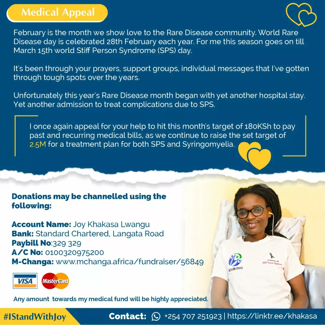 khakasa_l's tweet photo. Yesterday was at 25% of 180k you carried me to 28% in less than 24 hours.
Help me pass the 50% mark.
Nothing is too small kidogo kidogo hujaza kibaba
#IStandWithJoy 
#chooseJoy💝
#StiffPersonSyndrome
#rarediseaseday2023
#RetweeetPlease https://t.co/8LCaOD5X15