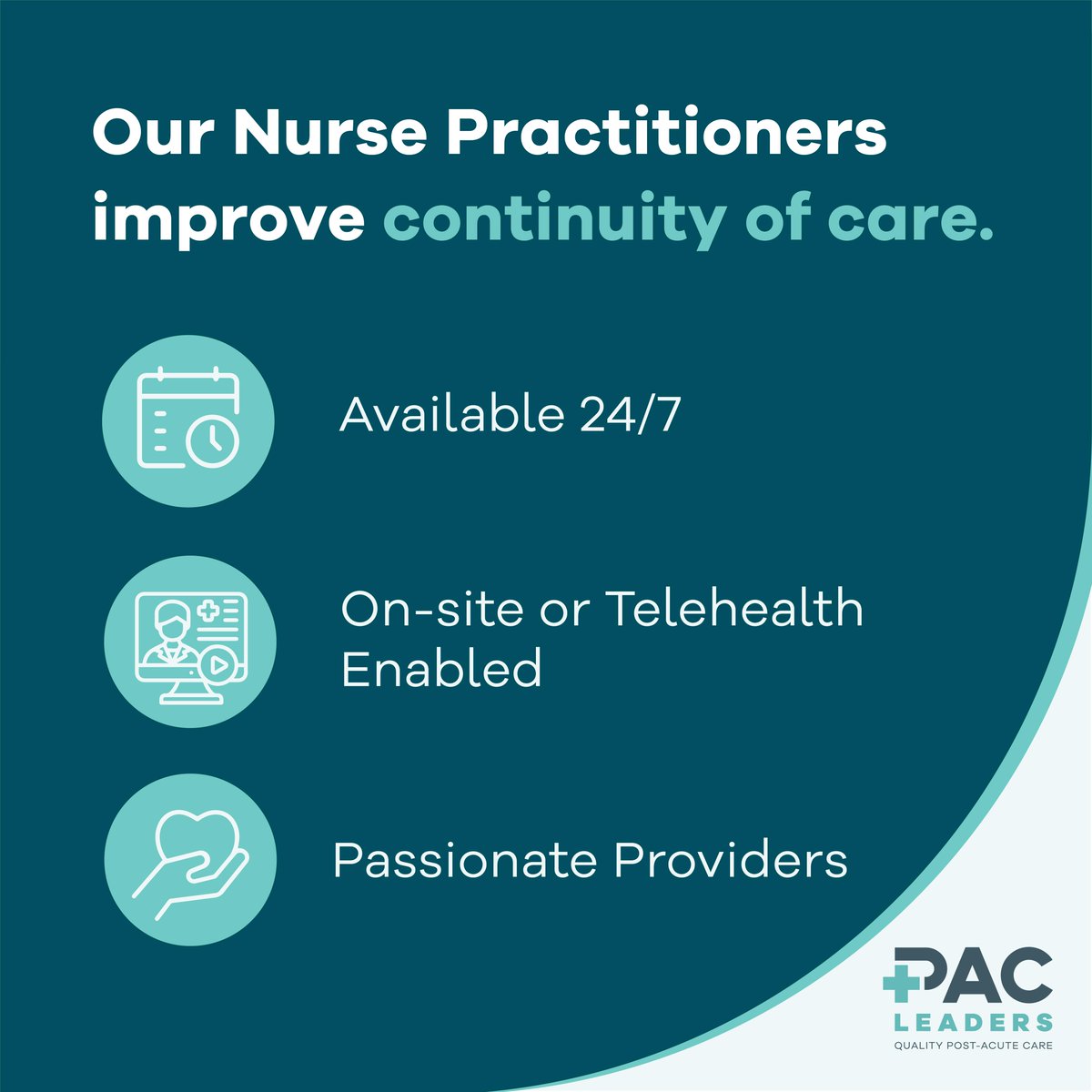 pacleaders's tweet photo. Support your #SNF team in improving patient care and outcomes by partnering with a PAC Leaders NP that's available when and where you need them most.

Learn how we match clients with quality medical staff: https://t.co/pdwAYgi3Q4

#staffingsolutions https://t.co/xmSKBlutT8