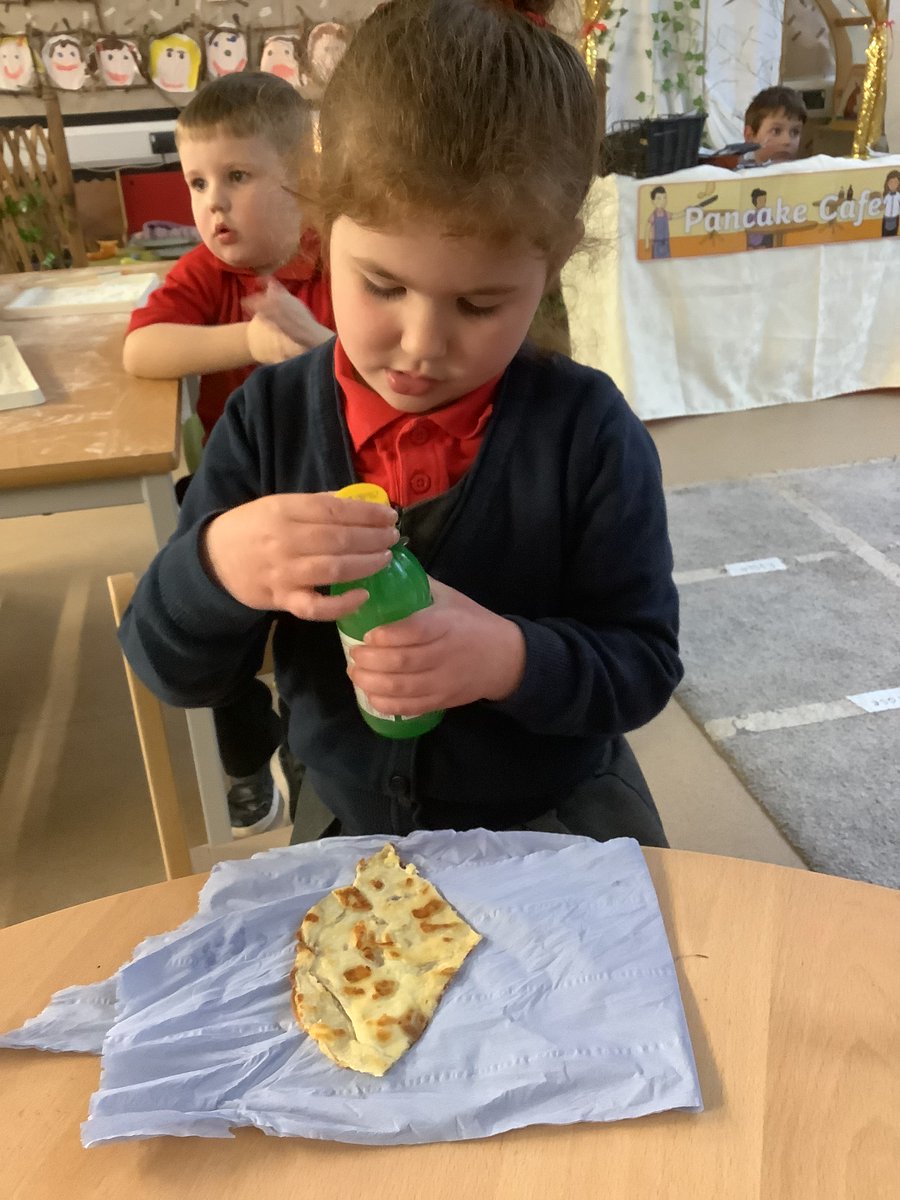 BhaReception's tweet photo. For Shrove Tuesday we made pancakes in Reception today! We had lots of fun talking about the ingredients we would need, how to make them and then having a go ourselves. We got to choose our toppings and the best part was eating them! @BHA_TQ @BhaReception @AETAcademies https://t.co/evdleR7UOI