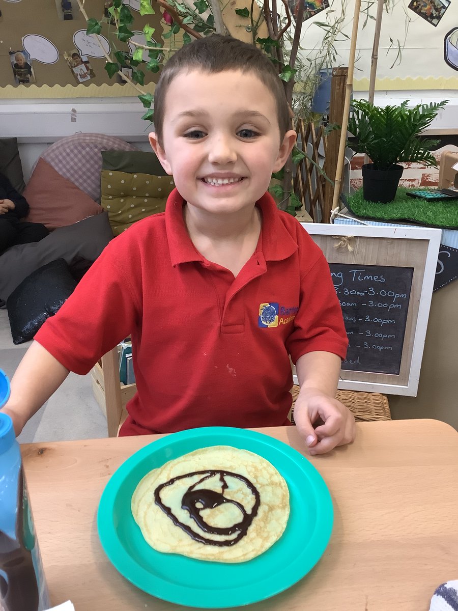BhaReception's tweet photo. For Shrove Tuesday we made pancakes in Reception today! We had lots of fun talking about the ingredients we would need, how to make them and then having a go ourselves. We got to choose our toppings and the best part was eating them! @BHA_TQ @BhaReception @AETAcademies https://t.co/evdleR7UOI
