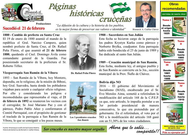 Un día como hoy en la Historia de Santa Cruz. Compartilo por favor ...