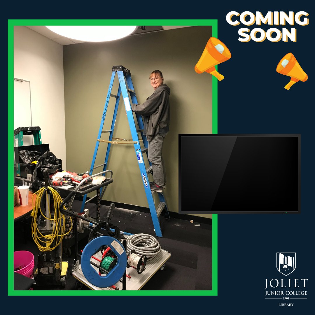 Changes are coming to #JJCLibrary's study rooms.  Study rooms 2008 - 2011, and 2103 will be equipped with interactive TVs. Thank you to JJC's General Maintenance Lead, Vicky, for all her hard work. 

#StudyRoom #StudySpace #LibraryServices #CollegeLibrary #AcademicLibrary