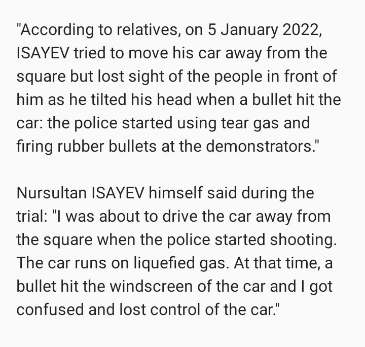 Aidosabdraman's tweet photo. 3/5
1) Nursultan ISAYEV was sentenced to 15 years imprisonment under Article 380-1 ("Use of violence against a representative of authority") for allegedly deliberately running over police officers with his car:

@Pospisil_Jiri 
@IvanStefanec 
@SeanKellyMEP 
@msojdrova https://t.co/4hKYd7Q6q0