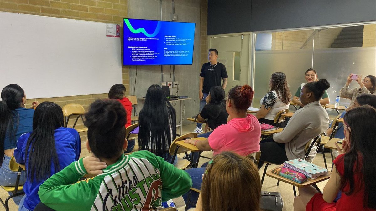 ElSebastiann's tweet photo. The Talent Acceleration Center (TAC) of @SoftServeInc  created value at @FundacionJuanfe with our ambassadors Sebastian Eusse and Ana Maria Roman, who inspired a group of young mothers to continue with their career path to become outstanding developers and future softservians. 💪 https://t.co/OHhljBIEaJ