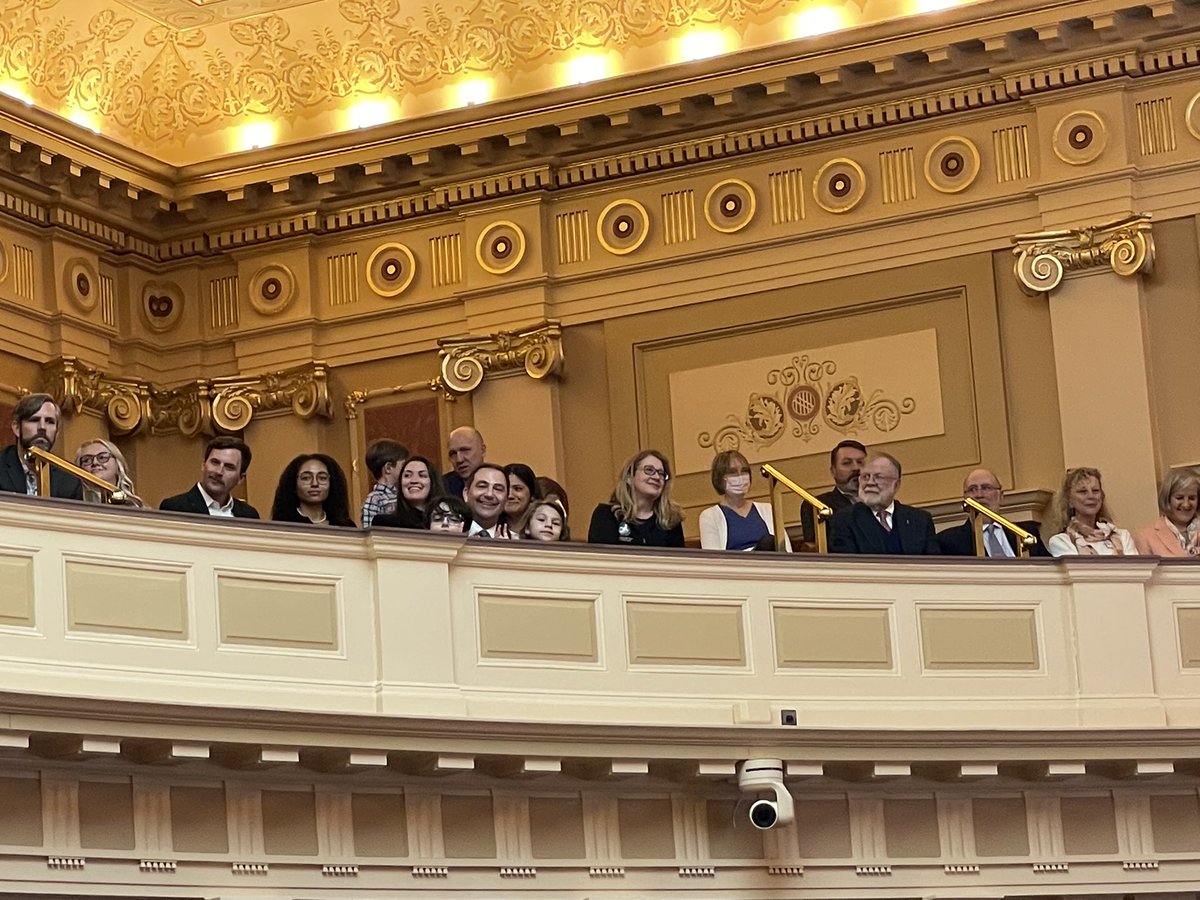JennMcClellanVA's tweet photo. Since school is out today, @davemillsva brought the kids to see me at work on the @VASenate floor. Thanks to my seatmate @JenniferBoysko for introducing them! https://t.co/aFb38u7kRr