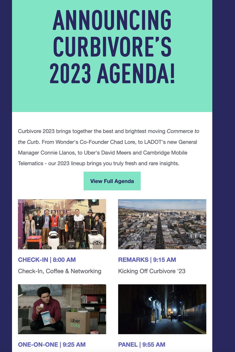 Excited to announce the <a href="/CurbivoreNews/">Curbivore</a> 2023 agenda! Hear from the brightest minds working to reinvent the worlds of worlds of delivery, mobility, dining, retail, civic spaces, and more.