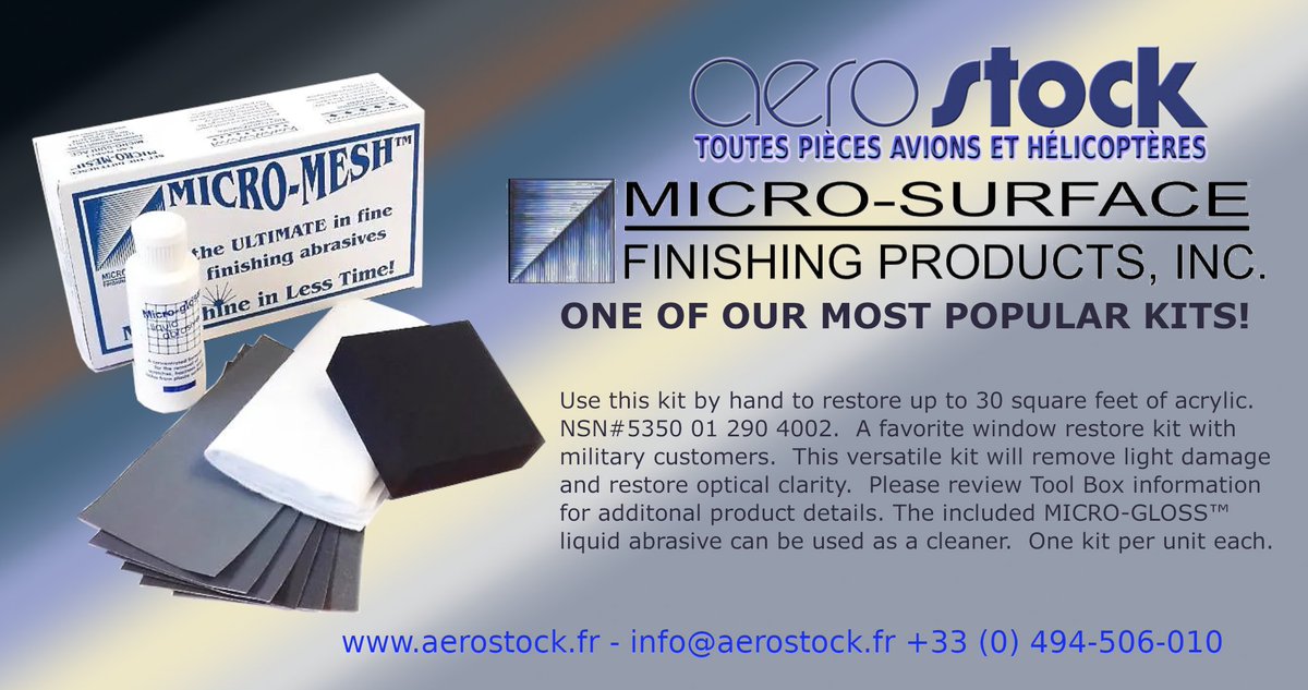 AEROSTOCK1's tweet photo. AEROSTOCK
Toutes pièces avions et hélicoptères 
All Aircrafts and Helicopters Parts

Distributeur Micro-Surface Finishing Products Inc.

+33 (0) 494-506-010
https://t.co/AY6qIrWveY
info@aerostock.fr https://t.co/KaqryDZ9ld