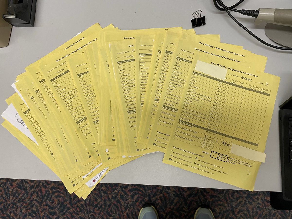 The books are in the house! Lots of #BookLove for <a href="/stacymcanulty/">Stacy McAnulty</a> as <a href="/CTEPatriots/">Cherry Tree Patriots</a> prepare for her author visit! Thanks to <a href="/CTEPTO/">CTEPTO</a> for making this visit possible! 🍒🌳❤️📚