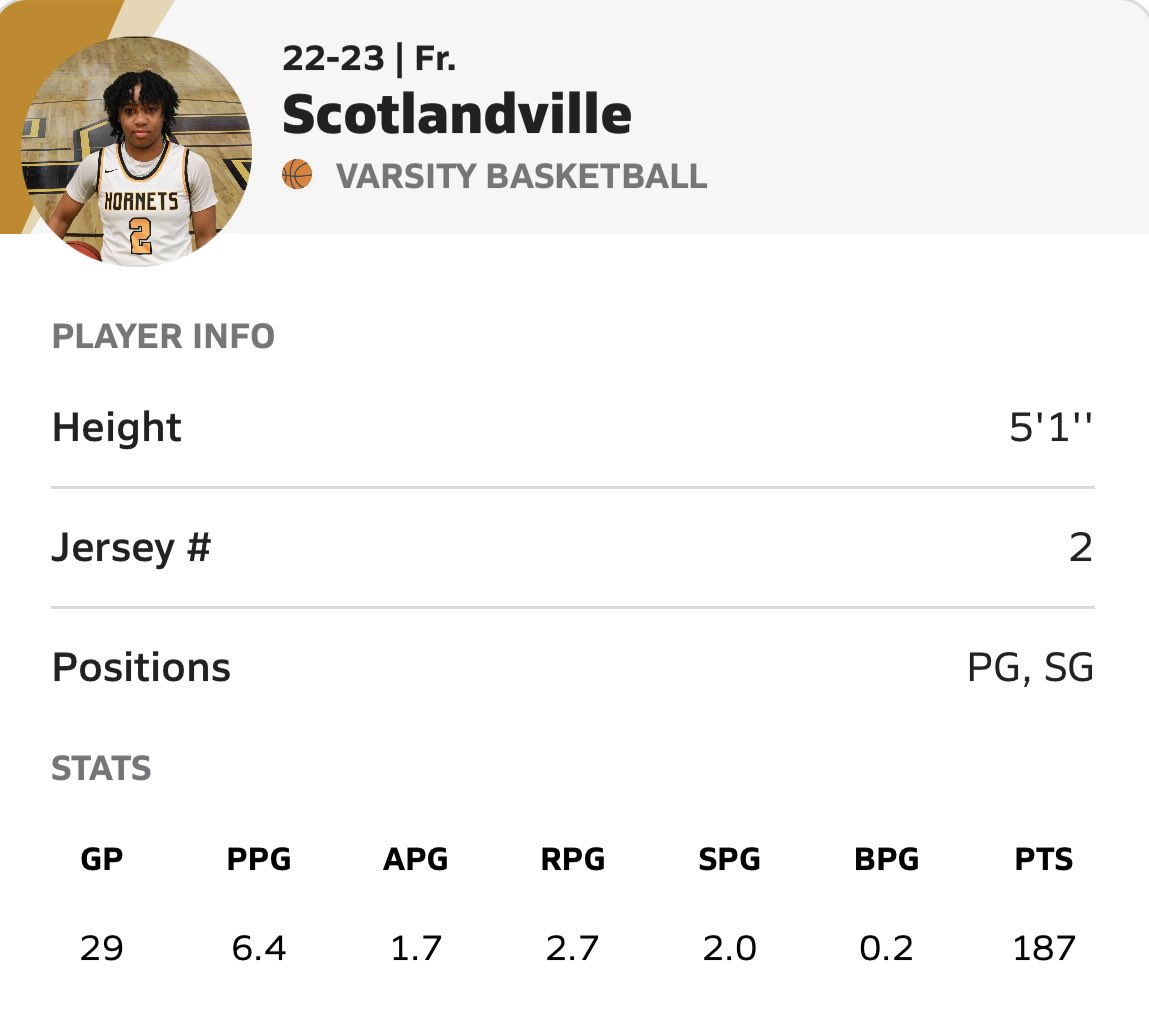 SMHSHornetsWBB's tweet photo. Coaches, our ‘26 two sports ⭐️ Dynasty @dynaamore1 Wilfred is just coming back from winning her first of many Indoors Track State Championship an she had 1pt, 1rb, and 1ast  in our regional playoff matchup against Edna Karr. Season stats for Wilfred is listed below #SolidDefender https://t.co/5zdJdg1IKR