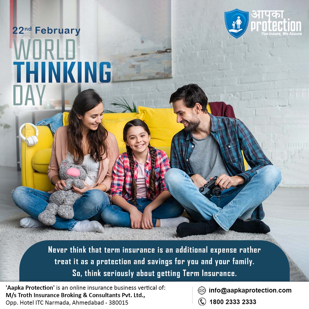 AapkaProtection's tweet photo. Best wishes of World Thinking Day.
.
.
.
.
.
#WorldThinkingDay #terminsurance #protection #coveryourself #insurance #financialfreedom #insurancebroker #investment #insuranceagency #money #retirement #retirementplanning #trothinsurance #trothinsurancebrokerspvtltd #aapkaprotection https://t.co/FRXwMzPVNW