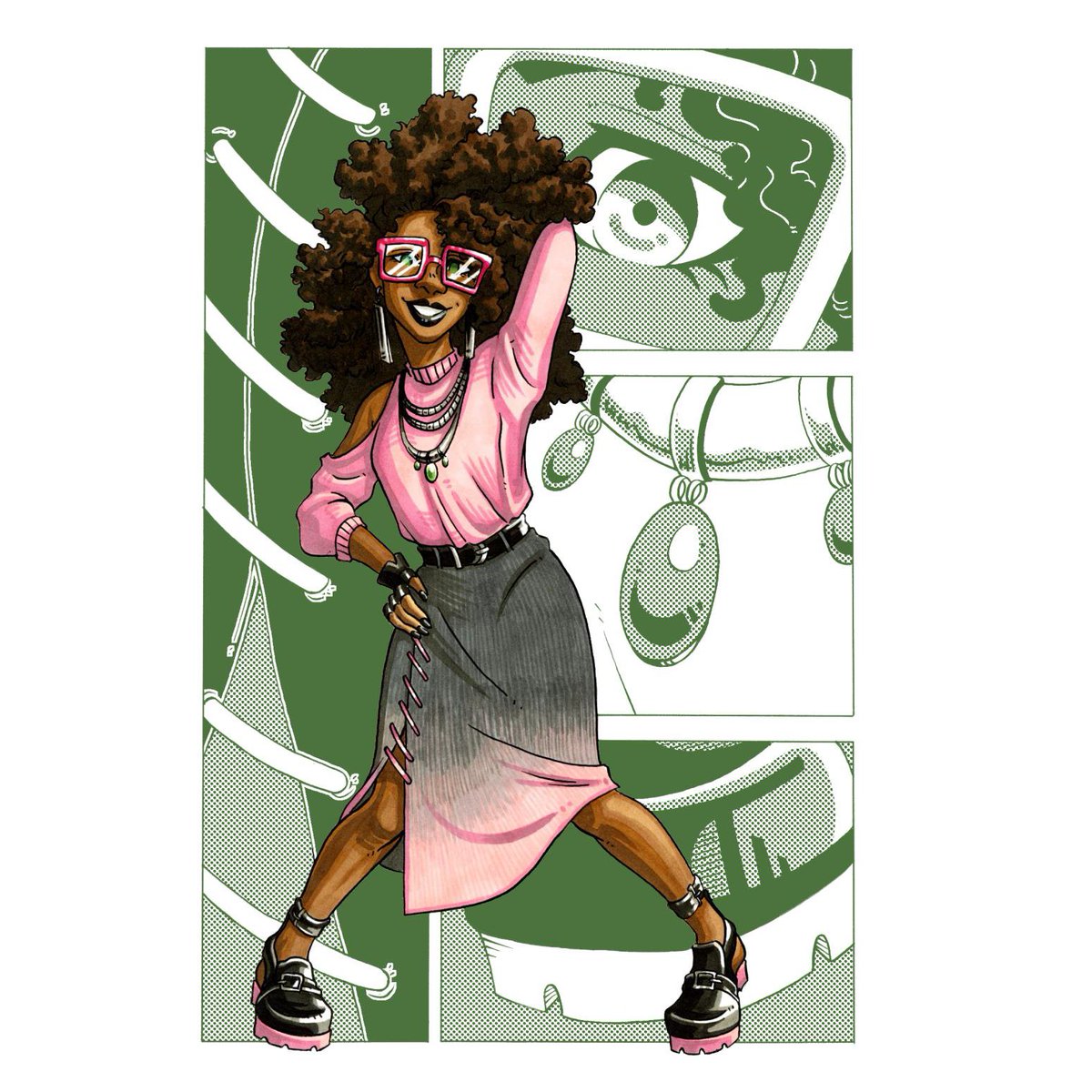 PatchworkZine's tweet photo. Some snapshots from our new issue: @jcscottart shares a set of unique characters voguing.

Read the full story in our new issue! Link in bio.

#comics #comiczine #patchworkzine #sequentialart #illustration #wordlesscomic #clipstudiopaint #csp #scadseqa https://t.co/vZywNPXJKQ