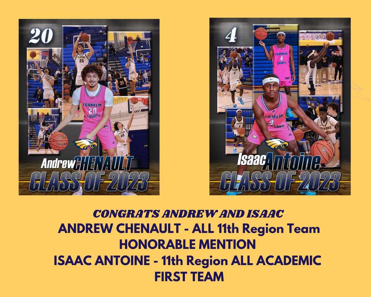 Congrats to Seniors Andrew Chenault and Isaac Antoine!! 

Andrew was named All 11th Region Team Honorable Mention 

Isaac was named to the 11th Region All Academic Team