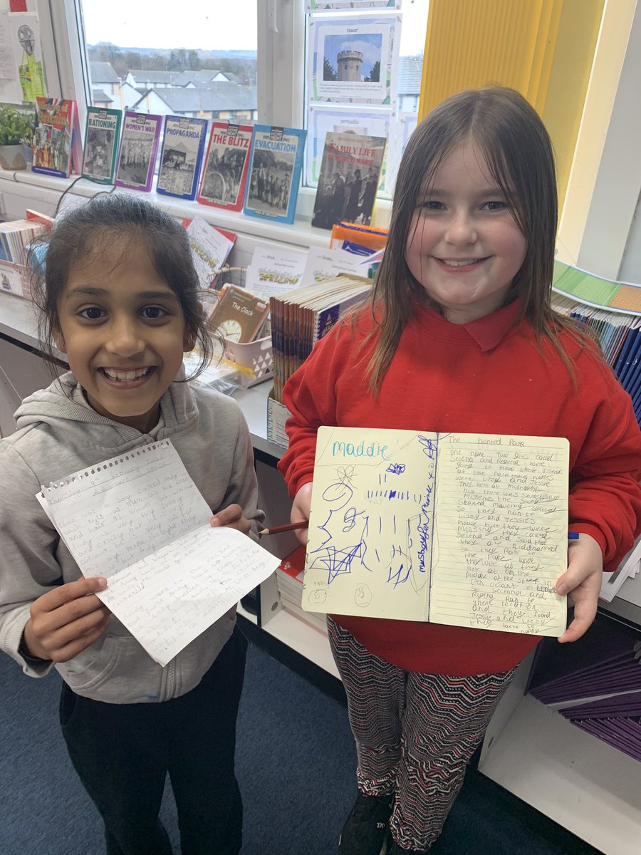 MrsFlemingP4's tweet photo. I’m very proud of my 2 primary 4 girls who wrote fantastic imaginative stories during the holidays. Well done! https://t.co/KT15KPwTPi