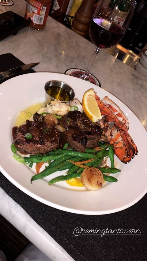 Hump day calls for a reward! Come to the bar for a glass of red and a little surf and turf 🦞