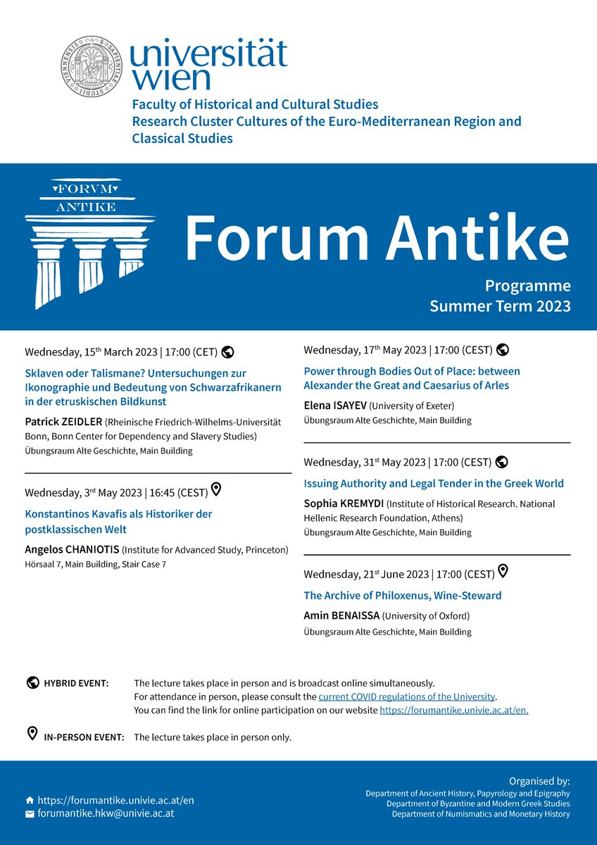 agape_univie's tweet photo. ‼️We are happy to announce the programme for the next edition of our #ForumAntike! Have a look at it and join us online or on-site (@univienna). See you there‼️ https://t.co/jeZkiiwdTu