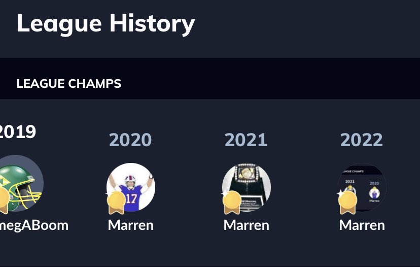 marren182's tweet photo. @DynastyNerds 3-peat baby!!! 🏆🏆🏆 https://t.co/a8eLoFHMvm