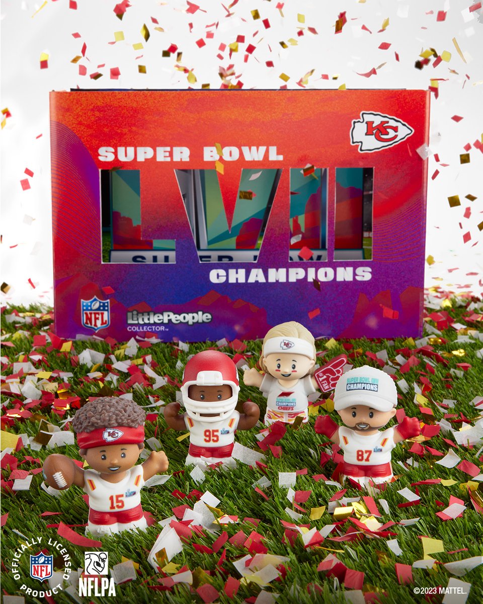 They won the Big Game! Celebrate the @chiefs victory by pre-ordering a commemorative Little People Collector™ Super Bowl LVII Champions set. Available for a limited time. See mattelcreations.com/lpcnfl for more information. #SBLVII
