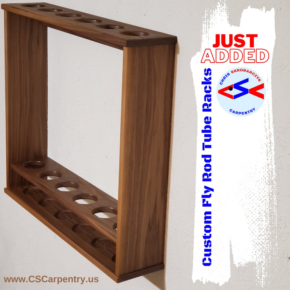 ChriSkrobarczyk's tweet photo. Custom fly rod tube racks have been added to the site! Request your custom piece today! #CSCarpentry #flyfishing #flyrod #flyrodrack #flyrodtube #flyrodtuberack #fishingtackle #walldisplayrack #shelving #customshelving #customstorage #shoppinglist #saveforlater #customizeit https://t.co/UktRzHtSrz