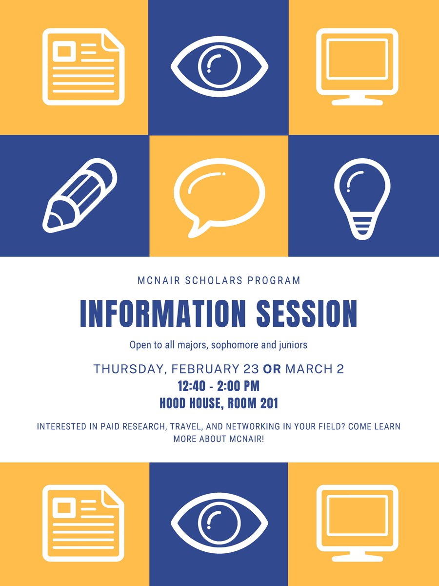 Interested in getting paid to do research, travel, and other fun things? Drop by our McNair info sessions this Thursday, February 23 OR next Thursday, March 2! 👀