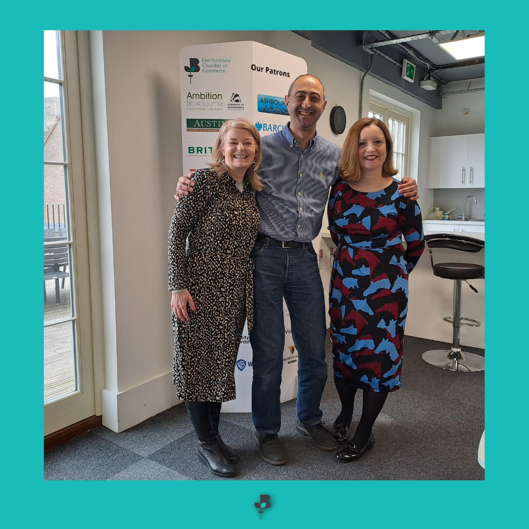 HertsChamber's tweet photo. In today's visit, our CEO, Briege Leahy was joined by our new Patrons, Andrew Elia, Managing Director and Zoe Buckingham, Marketing Director at @ArishiTech.

😁 We love having our members at our head office! Contact us to schedule a visit!

#KeeptheHeartinHerts #hertfordshire https://t.co/wHp9VIox1G