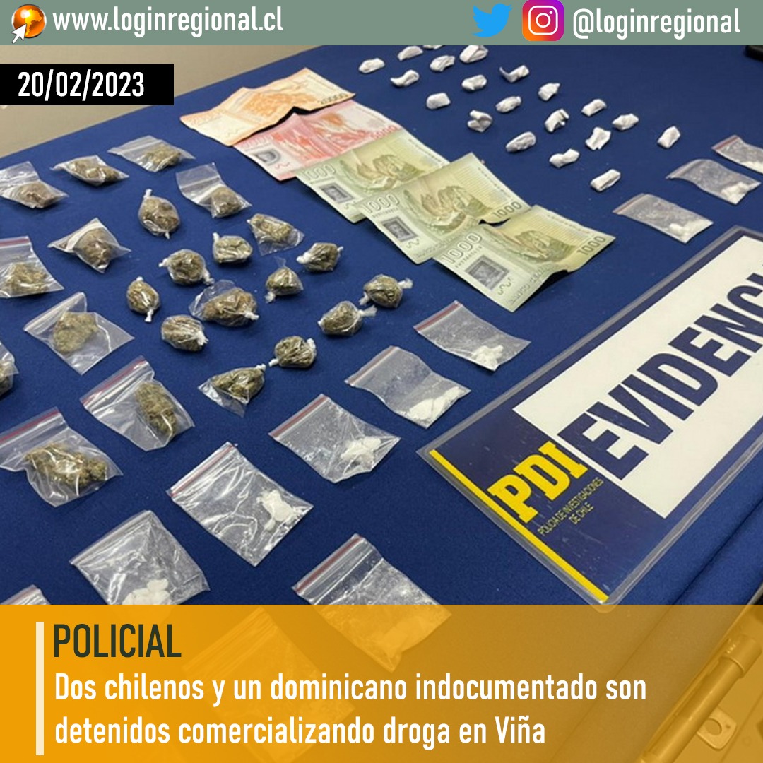 loginregional's tweet photo. #Policia Detectives del grupo Micro Tráfico Cero (MT-0), lograron la detención de tres sujetos, dos chilenos y un dominicano, los que comercializaban droga en pequeñas cantidades en la Plaza Colombia en Viña del Mar.
https://t.co/tJeICrpKXn https://t.co/6jvJ6oyOu3