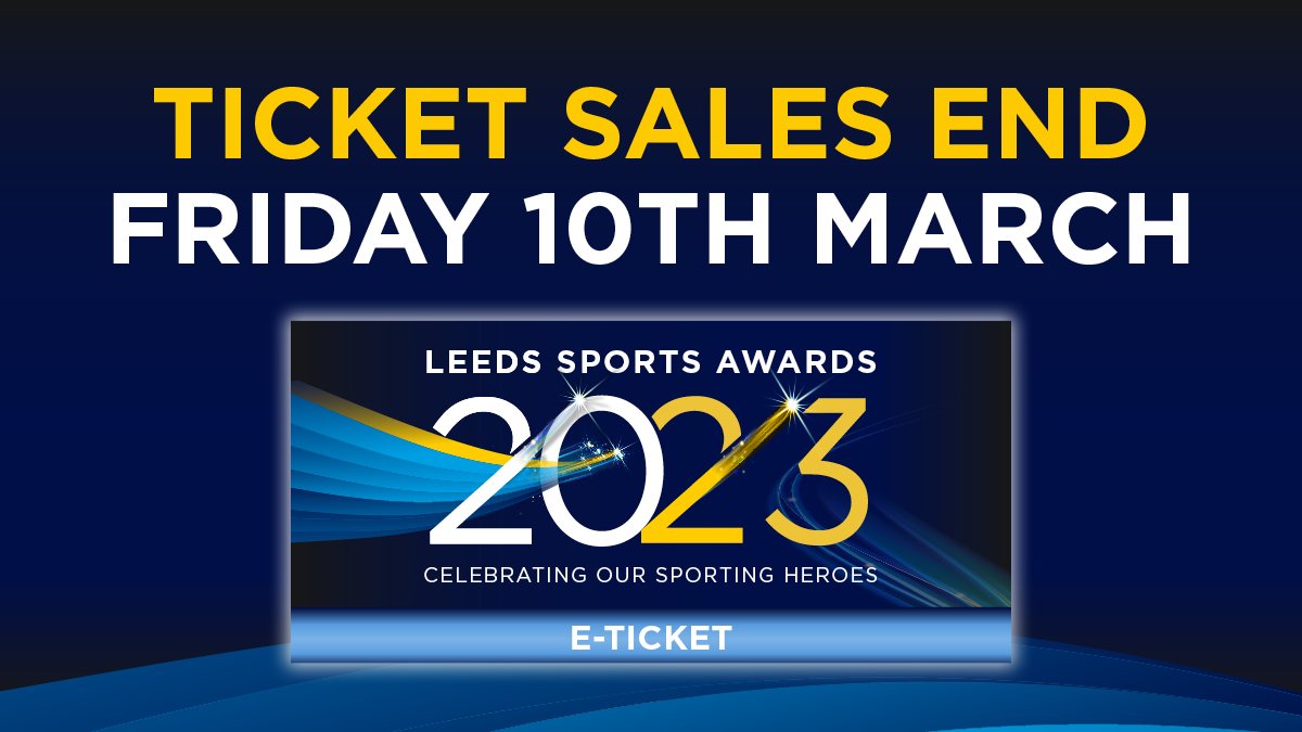 🚨 TICKET SALES END FRIDAY 10TH MARCH 🚨 Make sure you purchase your tickets for the 2023 Leeds Sports Awards 🏆 Visit the link below for more info: 👉bit.ly/3Kp5ORB #LSA23 #Leeds #Leedslife