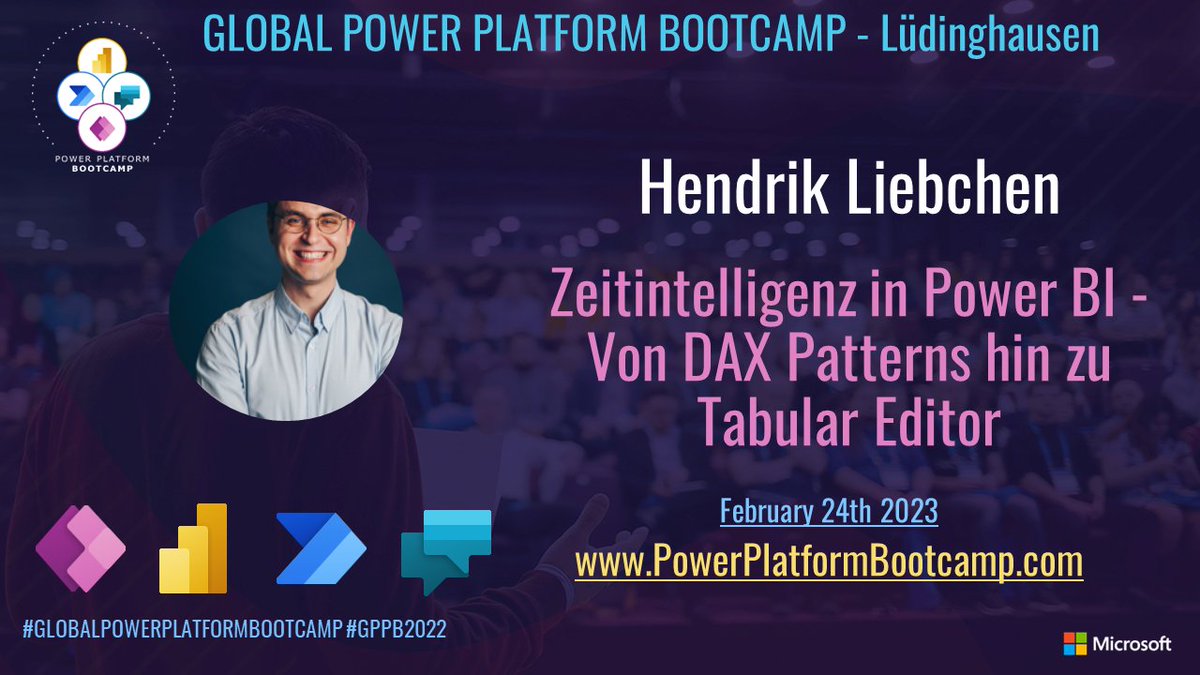 So, wir kündigen jetzt mal die Vorträge für das #GPPB2023 in <a href="/Luedinghausen/">Lüdinghausen</a> an. Hendrik Liebchen startet mit einem Vortrag über Zeitintelligenz in #PowerBI
