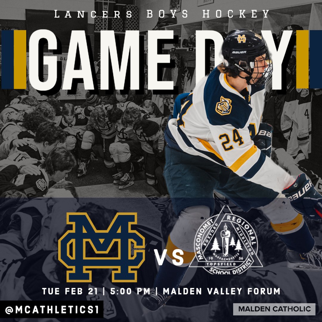 Malden Catholic High School Athletics (@mcathletics1) on Twitter photo Another home game for <a href="/MCLancersHockey/">MaldenCatholicHockey</a> as they host <a href="/mascochieftains/">John Daileanes</a> at the Valley Forum at 5:00pm. Admission is $5.00 and if you can't make it in person it will be broadcasted live on @MHLbbiglive at: myhockeylive.com/watch/live/286…
Game Program at:
sites.google.com/maldencatholic… Another home game for <a href="/MCLancersHockey/">MaldenCatholicHockey</a> as they host <a href="/mascochieftains/">John Daileanes</a> at the Valley Forum at 5:00pm. Admission is $5.00 and if you can't make it in person it will be broadcasted live on @MHLbbiglive at: myhockeylive.com/watch/live/286…
Game Program at:
sites.google.com/maldencatholic…