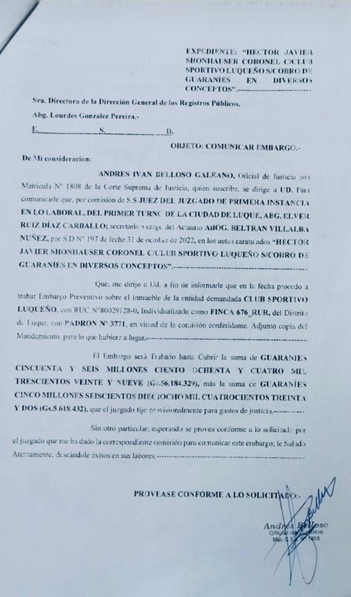 BrunoPont's tweet photo. Atención: Embargo Preventivo del estadio Feliciano Cáceres de #Luqueño por una deuda con Héctor Schonhauser.

Vía @Wilson11G. #730AM #CardinalDeportivo https://t.co/dHp7f1ll7Q