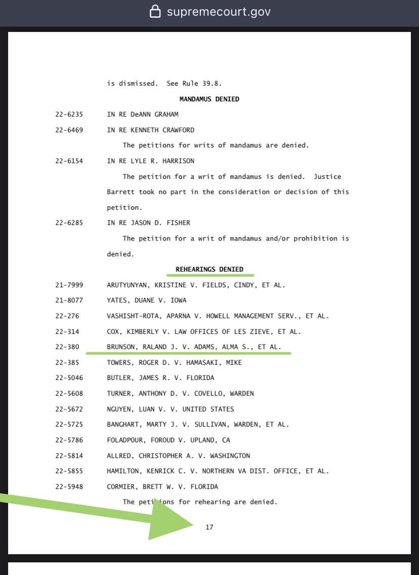 Freedom93693693's tweet photo. 🛑 #BRUNSON #SOCTUS🛑
Case was Denied a Hearing Again https://t.co/r3q9cl2Rh9