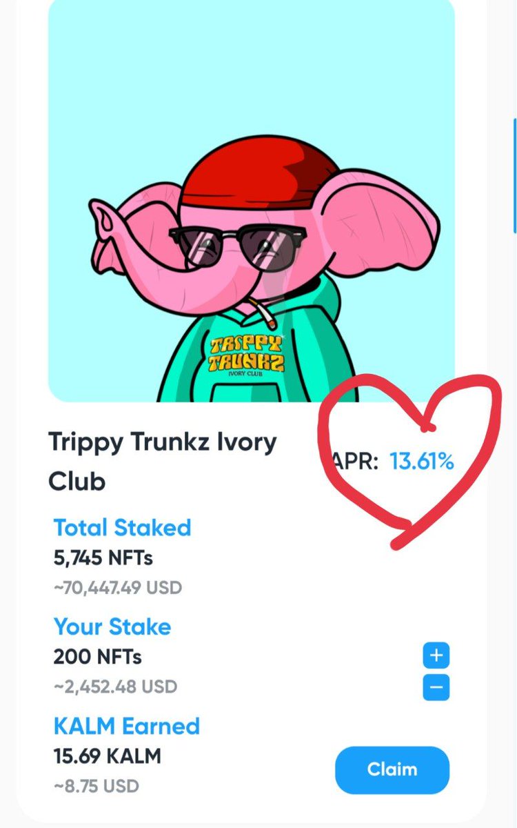 TrippyTrunkz's tweet photo. What's up Trippy Fam?!!! 🐘
Go and purchase a @TrippyTrunkz Nft from @Rareboard or @NFTKEY .. Then you can stake them on @KalmyAPP for a whopping 13% Apr!!! #TTIC #BNBChain #NFTs https://t.co/VlnWnTtgf6