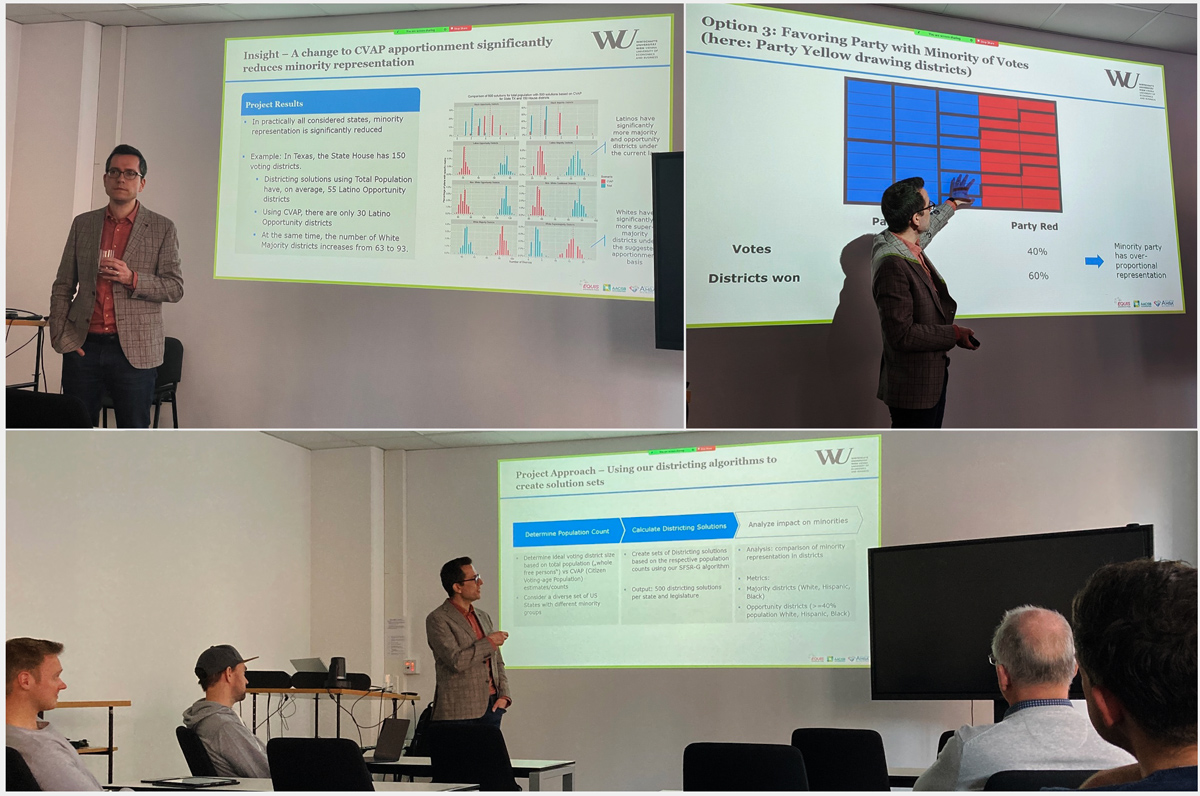 Today we had the honor of hosting Christian Haas in the #KSRI #SpeakerSeries on 'Computational (Re-)Districting' - fascinating insights into political gerrymandering in the US and the impact of redistricting on election outcomes. Thx for a great session! #politics #redistricting
