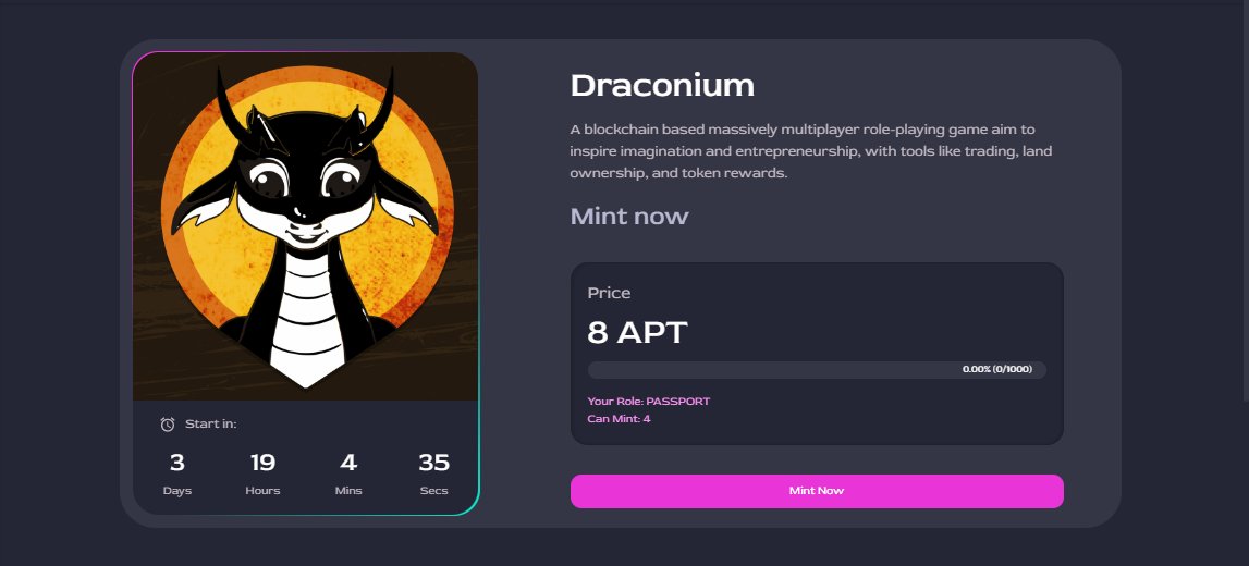 Are you ready for the mint party? 🐉

👉Turn 1: OzOz Passport can mint 4 NFTs
⦁Time: 12h UTC - 25/2
⦁Price: 8 $APT
⦁Sup: 1000

👉Turn 2: OzOz Passport + Dragonlist can mint 5 NFTs
⦁Time: 12h UTC - 26/2
⦁Price: 8.5 $APT
⦁Sup: 900

Mark your calendar: app.ozozoz.io/launchpad/Drac…