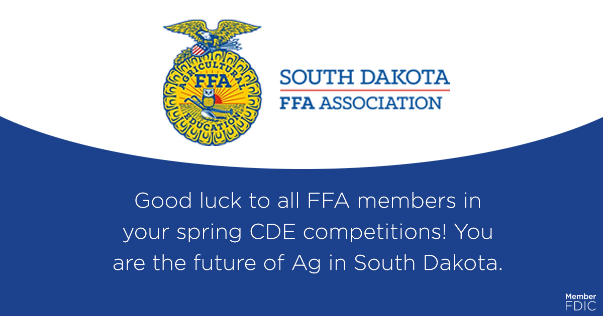 FirstDakotaAg's tweet photo. Happy @NationalFFA Week! We are a proud supporter of the @SD_FFA. #FFA #FFAWEEK #FFAAlumni #GiveFFADay #SDFFA https://t.co/doQ6xc5xaq