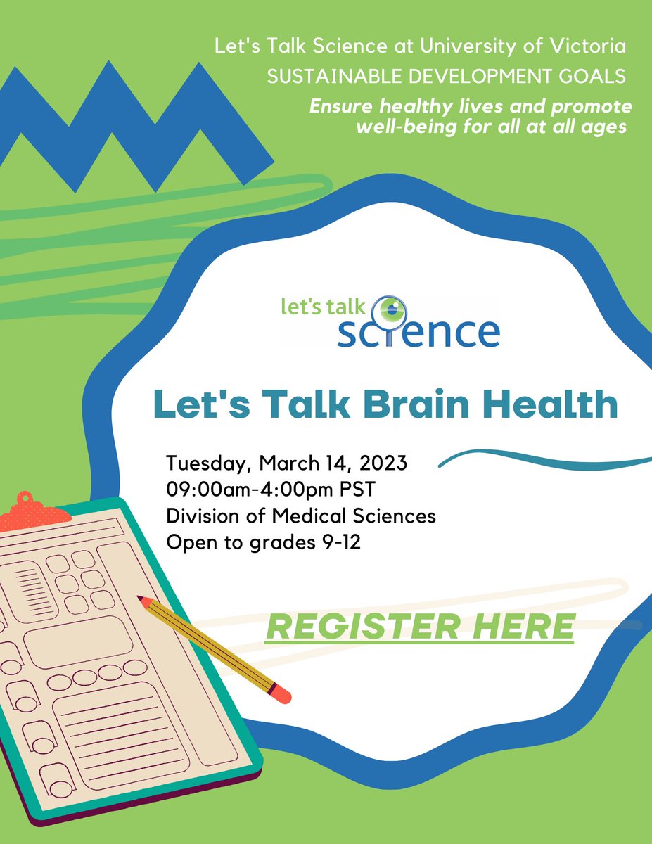 Let's Talk Science (@ltsuvic) on Twitter photo Everyone knows the #brain is awesome, wanna learn why?
Join us for Let's Talk Brain Health on March 14 at <a href="/UVicMedSciences/">UVic Division of Medical Sciences</a>. We're gonna talk about #brainanatomy, the epic research we do & #brainart.
Register your classroom here: forms.gle/TYgm3D24k8i2vx…
<a href="/UVicNGSA/">UVic Neuroscience Graduate Students' Association</a> <a href="/UBCIMP/">Island Medical Program</a> Everyone knows the #brain is awesome, wanna learn why?
Join us for Let's Talk Brain Health on March 14 at <a href="/UVicMedSciences/">UVic Division of Medical Sciences</a>. We're gonna talk about #brainanatomy, the epic research we do & #brainart.
Register your classroom here: forms.gle/TYgm3D24k8i2vx…
<a href="/UVicNGSA/">UVic Neuroscience Graduate Students' Association</a> <a href="/UBCIMP/">Island Medical Program</a>