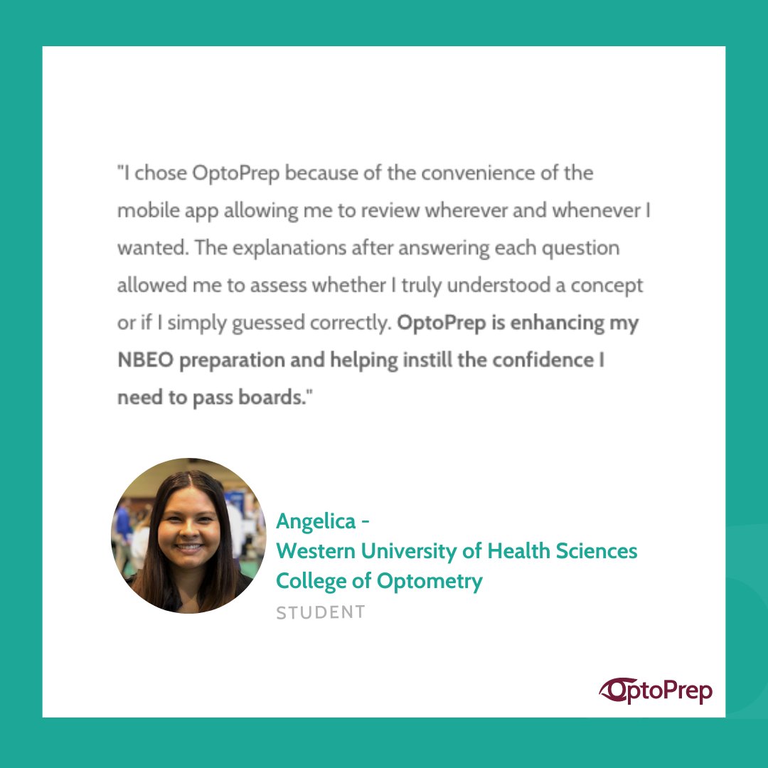 OptoPrep's tweet photo. Making a difference one exam at a time! 🎓 See what this optometry student said about their success using #OptoPrep. https://t.co/WD24NPiylk