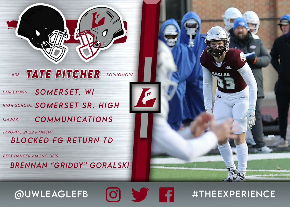 UWLEagleFB's tweet photo. Meet some of our DBs heading into next season!

#TheExperience #d3fb https://t.co/nZiyip1NsR