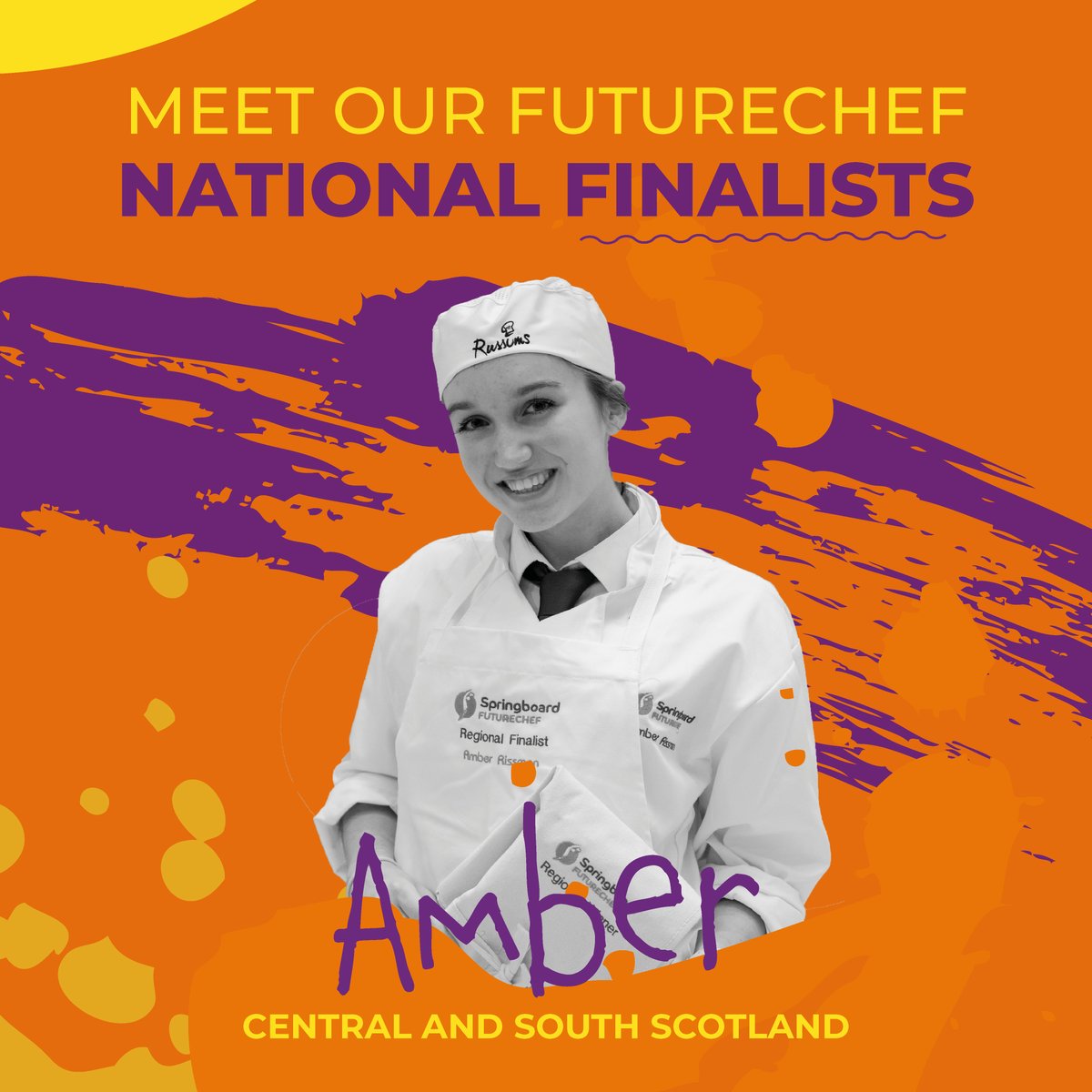 ✨ MEET THE FINALISTS ✨

👩‍🍳 Central and South Scotland winner:  Amber

🍽️ Winning dish: Newtonmore roe deer loin and smoked sausage, Jerusalem artichoke, rainbow kale, William pear and a juniper berry sauce