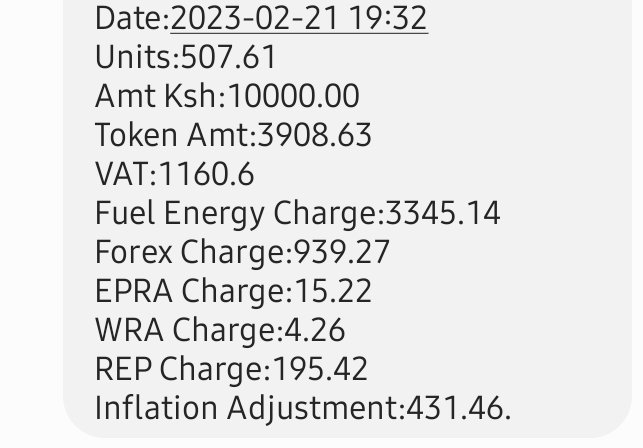 smutoro's tweet image. Just paid Sh10,000 for prepaid. Shock;
■Token amount is only Sh3,908/10,000
■Fuel Energy Sh3,345
■ Forex Sh939
■ Inflation Adj Sh431
■ Something doesn't up at all
@DavidNdii @EnergyMinK @EPRA_Ke @KenyaPower @WilliamsRuto @KIMANIICHUNGWAH @Aaroncheruiyot @KeTreasury @IMFNews