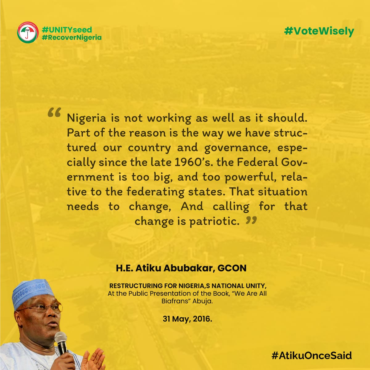 BabaganaAshraf's tweet photo. The excerpts from the below graphics are what #AtikuOnceSaid in 2016. He's been passionate about restructuring - that's why he's the only candidate that can be trusted on restructuring.
Know who to vote. https://t.co/0MsrcEyfZf