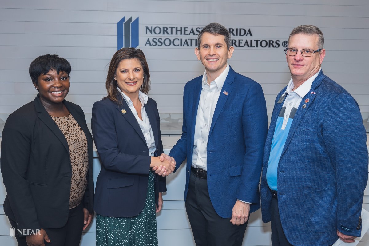 yourNEFAR's tweet photo. NEFAR Government Affairs Coordinator Trenity Bridges, NEFAR President Diana Galavis, and Michael Hodges of the NEFAR Legislative Task Force present a check to Duval County Property Appraiser candidate Jason Fischer.
#NEFAR #propertyappraiser https://t.co/6m6RxSAhV6